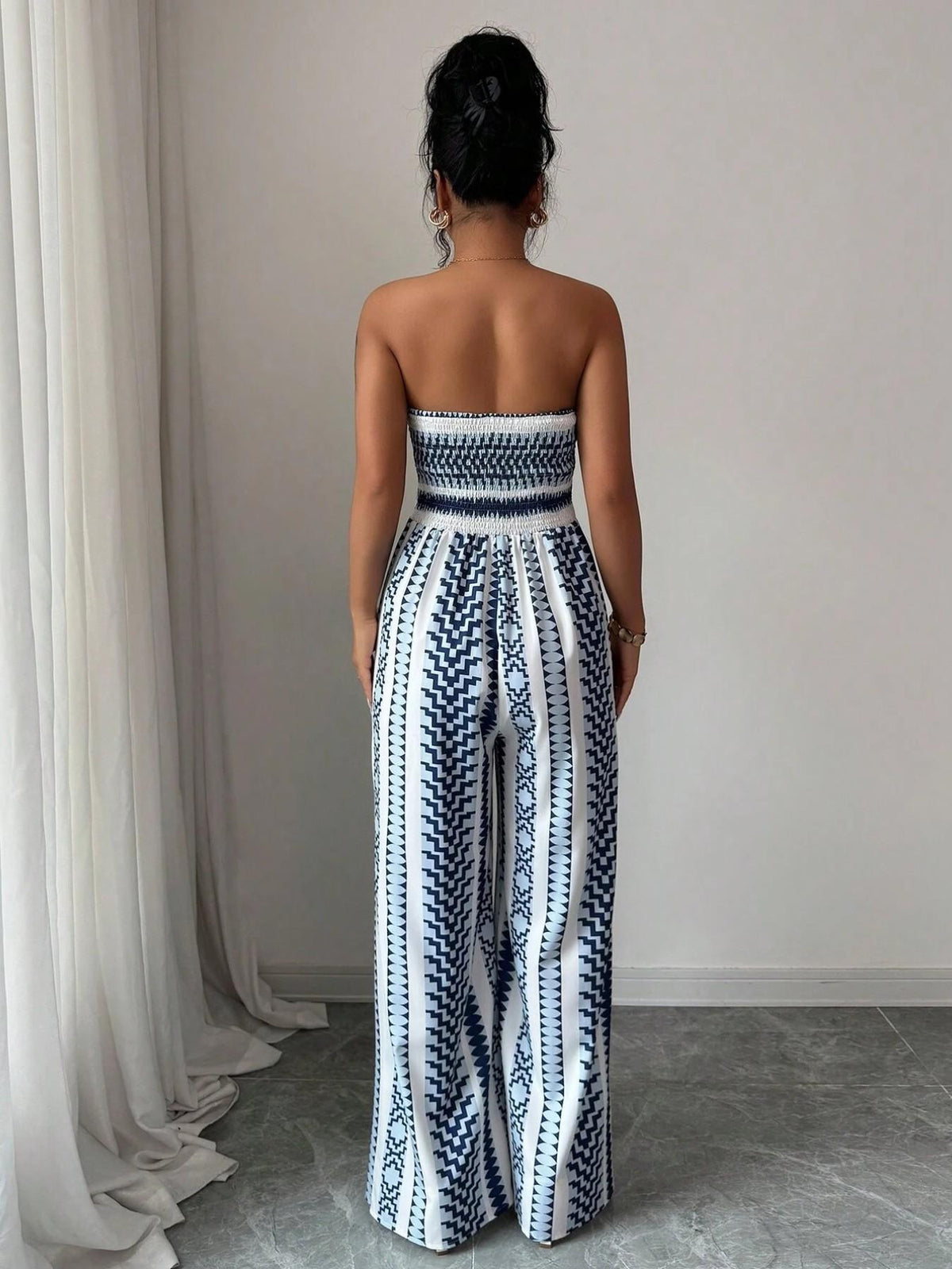 👗 PROMO LIMITÉE 50% DE RÉDUCTION ! 💥 Combinaison Motifs Géométriques – Encolure Dos Nu, Fente Latérale, Polyvalente ✨