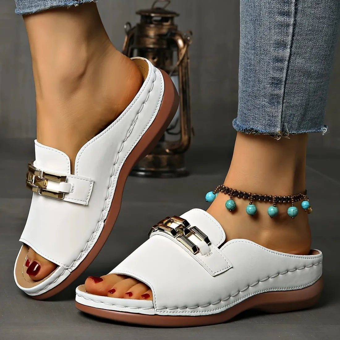 👡Orthopedic sandales avec boucle dorée✨
