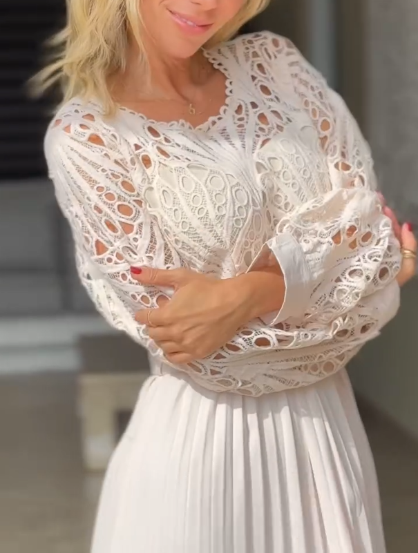 Robe à plis creux en dentelle pour femme