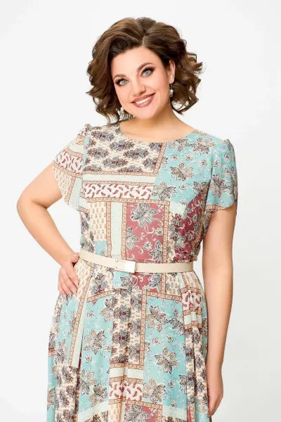 Robe confortable et élégante avec imprimé patchwork