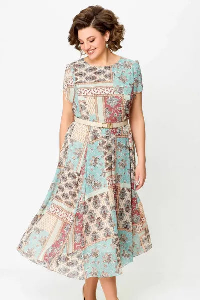 Robe confortable et élégante avec imprimé patchwork
