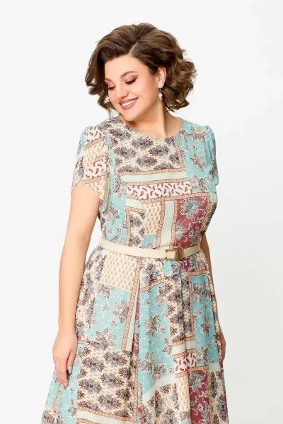 Robe confortable et élégante avec imprimé patchwork