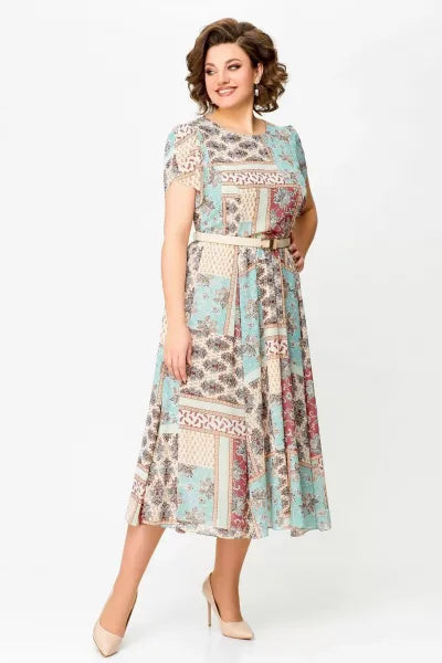 Robe confortable et élégante avec imprimé patchwork