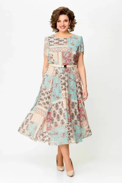 Robe confortable et élégante avec imprimé patchwork