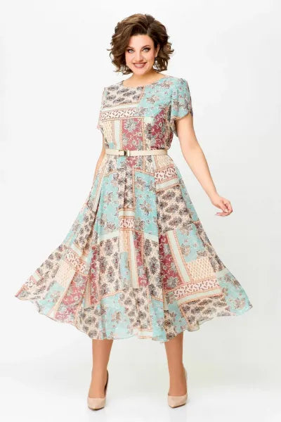 Robe confortable et élégante avec imprimé patchwork