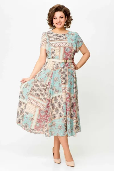 Robe confortable et élégante avec imprimé patchwork