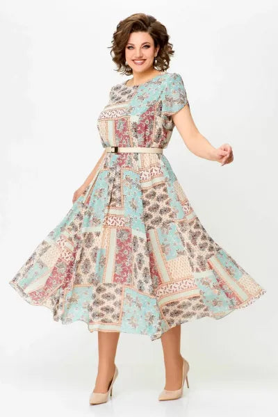 Robe confortable et élégante avec imprimé patchwork