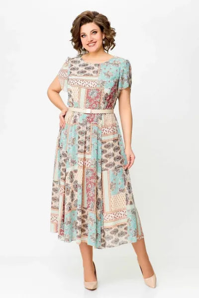 Robe confortable et élégante avec imprimé patchwork