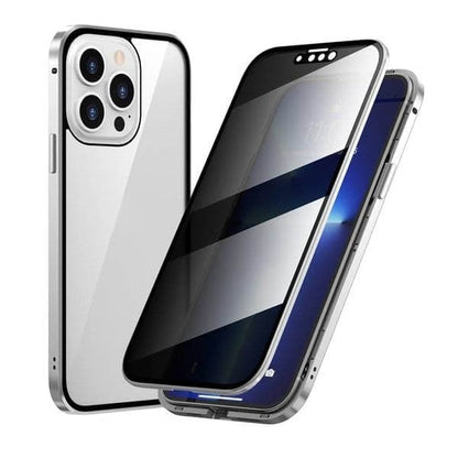 Coque magnétique pour iPhone avec verre de confidentialité et métal