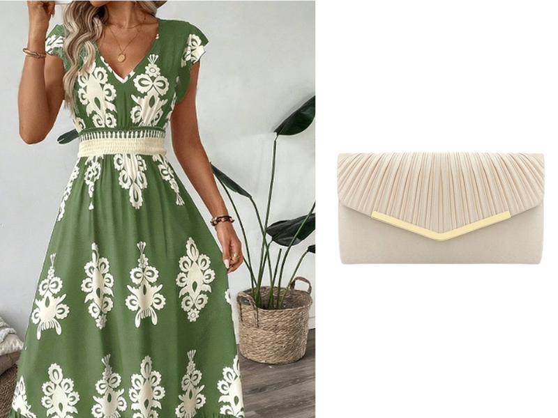🎑50 % de réduction ✨Robe longue fluide à col en V et imprimé baroque pour femme