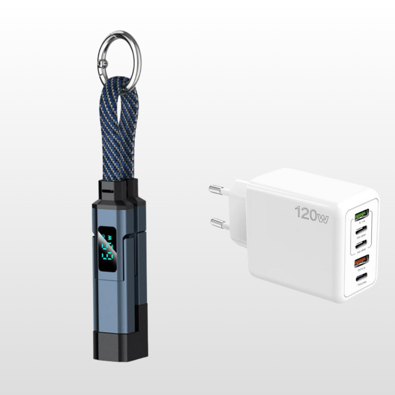 💥 Offre spéciale : Achetez 2, recevez 1 GRATUIT !🔌 Câble de charge 4 en 1 avec affichage numérique et anneau porte-clés – charge rapide, résistant aux nœuds et compact