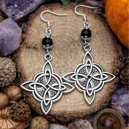 Boucles d'oreilles pendantes vintage avec motif de nœud celtique
