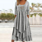 Best-seller🏆👗 Robe midi à volants avec motif en forme de cœur – Coupe trapèze flatteuse et tissu léger, idéale pour les voyages ou les sorties entre amis