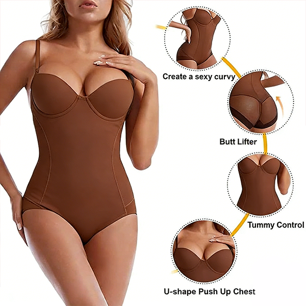 🔥 Offre spéciale 50 % de réduction 🔥Body Shapewear avec soutien-gorge | Taille réglable amincissante froncée✨