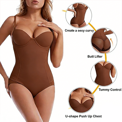 🔥 Offre spéciale 50 % de réduction 🔥Body Shapewear avec soutien-gorge | Taille réglable amincissante froncée✨