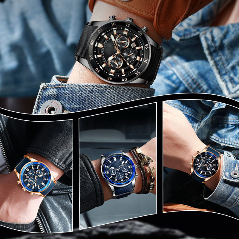 ⌚🔥Montre à Quartz Multifonctionnelle Imperméable pour Hommes【Une montre d'un excellent rapport qualité-prix】