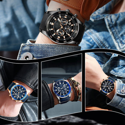 ⌚🔥Montre à Quartz Multifonctionnelle Imperméable pour Hommes【Une montre d'un excellent rapport qualité-prix】