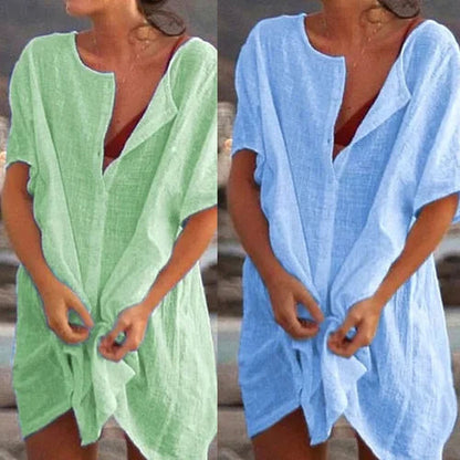 🔥49% de réduction sur les offres spéciales🔥Chemise décontractée à manches courtes en coton d'été pour femmes