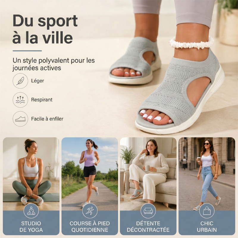 Sandales d'été confortables, respirantes, plates et à bout ouvert pour femmes