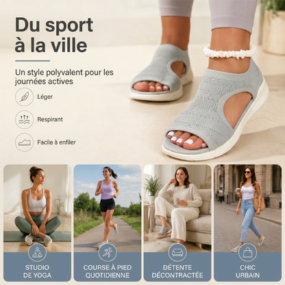Sandales d'été confortables, respirantes, plates et à bout ouvert pour femmes