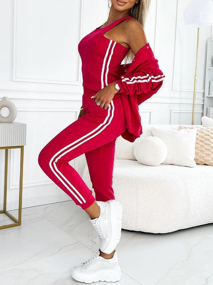 Ensemble trois pièces pour femme comprenant une veste et un pantalon de baseball