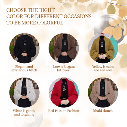 Cardigan-châle Tricoté Élégant à Motifs Ajourés pour Femmes