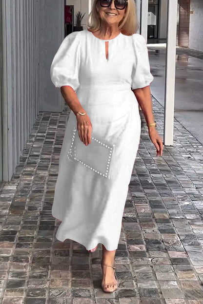 🎉Nouvelles ventes - 50% de réduction🎉Robe en coton et lin de couleur unie