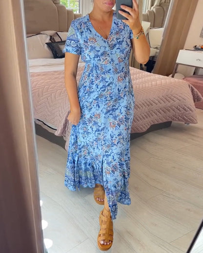 🔥 Printemps 2026 Nouveautés 🔥Robe à motif floral et décolleté en V