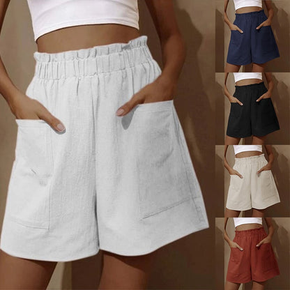 🔥Vente chaude - Short en coton taille haute avec poche pour femme