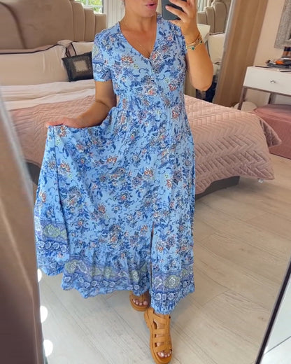 🔥 Printemps 2026 Nouveautés 🔥Robe à motif floral et décolleté en V