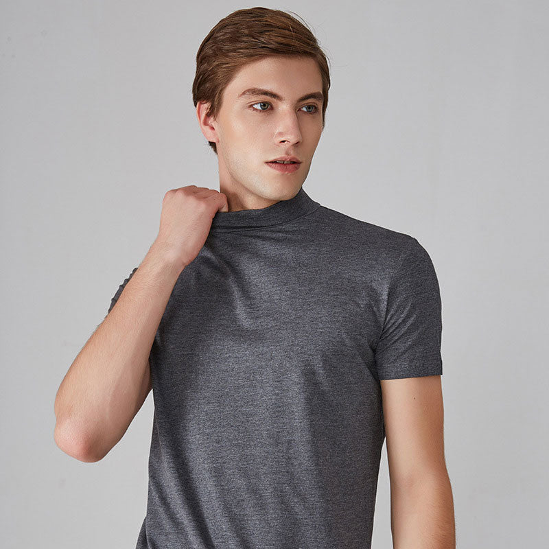 👕 50% de Réduction! 🔝 T-shirt Slim Fit à Col Montant pour Homme – Ajusté, Confortable & Style Moderne 🎁
