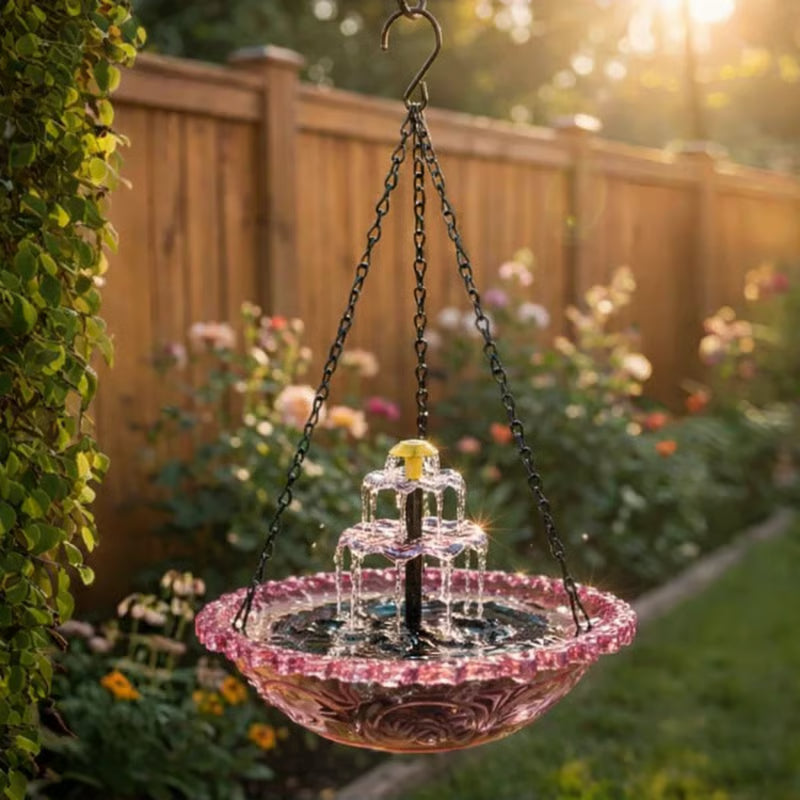 🔥💐 SOLDES DE PRINTEMPS - 50 % DE RÉDUCTION ⚡ PLUS DE 50 000 VENDUS ! 🐦 Baignoire à oiseaux suspendue solaire – Fontaine ou distributeur de nourriture pour oiseaux