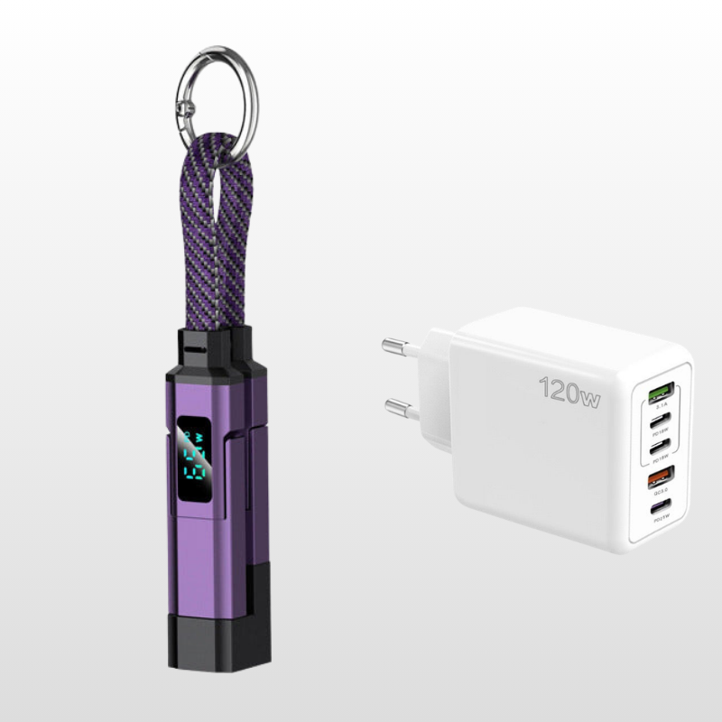 💥 Offre spéciale : Achetez 2, recevez 1 GRATUIT !🔌 Câble de charge 4 en 1 avec affichage numérique et anneau porte-clés – charge rapide, résistant aux nœuds et compact