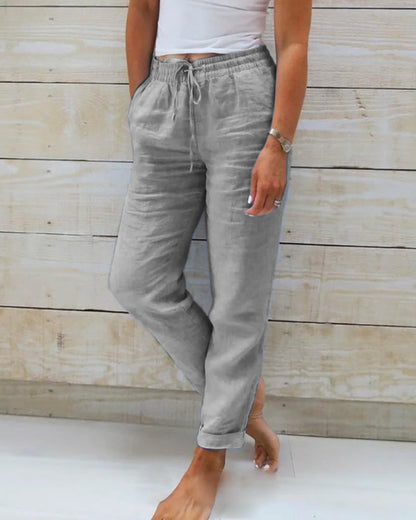 Pantalon décontracté à jambe droite de couleur unie-acheter 2 livraison gratuite