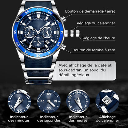 ⌚🔥Montre à Quartz Multifonctionnelle Imperméable pour Hommes【Une montre d'un excellent rapport qualité-prix】