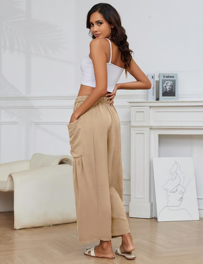 ⏳Offre à durée limitée : 50 % de réduction💥👖Pantalon de loisirs en lin à jambes larges pour femme