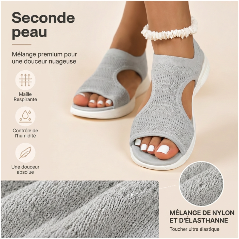 Sandales d'été confortables, respirantes, plates et à bout ouvert pour femmes
