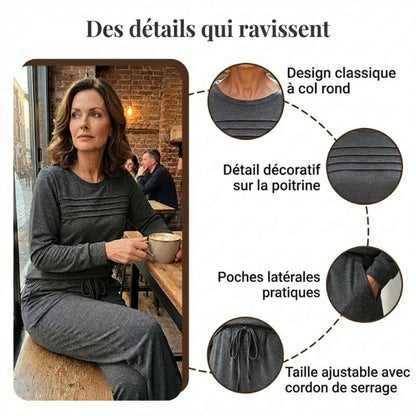 🥳💞 +45 000 vendues🔥60 % de réduction💥Ensemble Femme Décontracté avec Haut et Pantalon à Cordon de Serrage👕👖