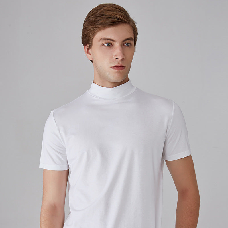 👕 50% de Réduction! 🔝 T-shirt Slim Fit à Col Montant pour Homme – Ajusté, Confortable & Style Moderne 🎁