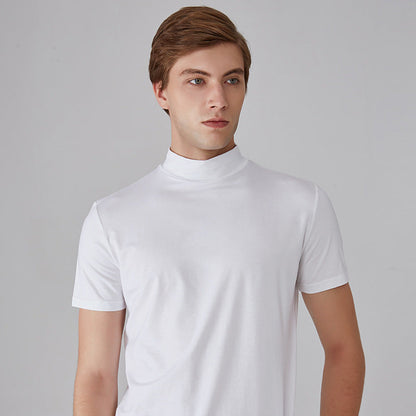 👕 50% de Réduction! 🔝 T-shirt Slim Fit à Col Montant pour Homme – Ajusté, Confortable & Style Moderne 🎁