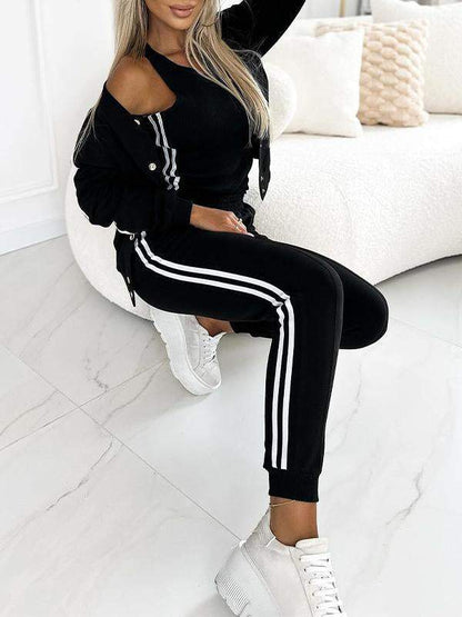 Ensemble trois pièces pour femme comprenant une veste et un pantalon de baseball