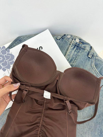 🔥 Offre spéciale 50 % de réduction 🔥Body Shapewear avec soutien-gorge | Taille réglable amincissante froncée✨