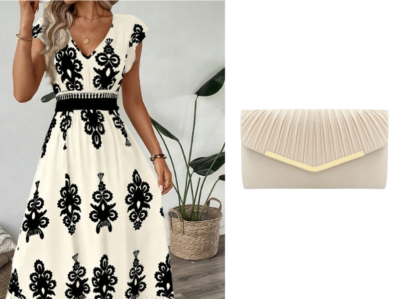🎑50 % de réduction ✨Robe longue fluide à col en V et imprimé baroque pour femme