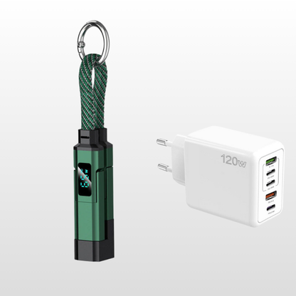 💥 Offre spéciale : Achetez 2, recevez 1 GRATUIT !🔌 Câble de charge 4 en 1 avec affichage numérique et anneau porte-clés – charge rapide, résistant aux nœuds et compact