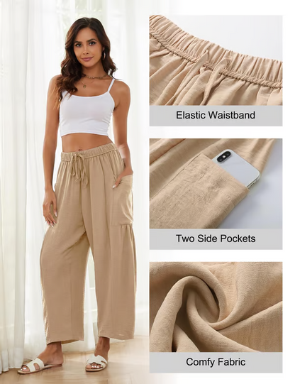 ⏳Offre à durée limitée : 50 % de réduction💥👖Pantalon de loisirs en lin à jambes larges pour femme