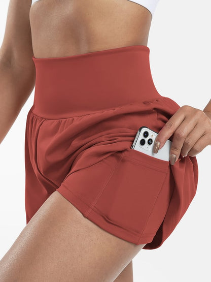 ✨️ 2025 It soldes 49% de réduction🥰 Short de yoga 2-en-1 avec taille haute et poches latérales