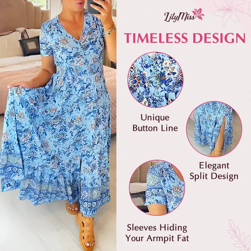 🔥 Printemps 2026 Nouveautés 🔥Robe à motif floral et décolleté en V