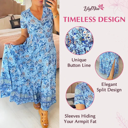 🔥 Printemps 2026 Nouveautés 🔥Robe à motif floral et décolleté en V