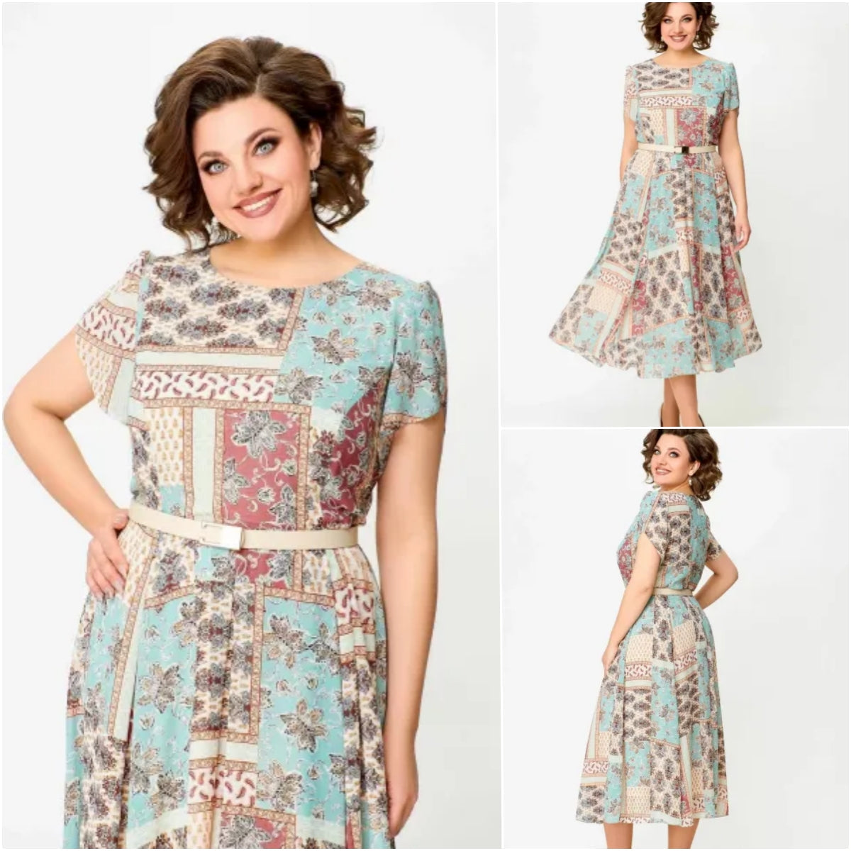 Robe confortable et élégante avec imprimé patchwork