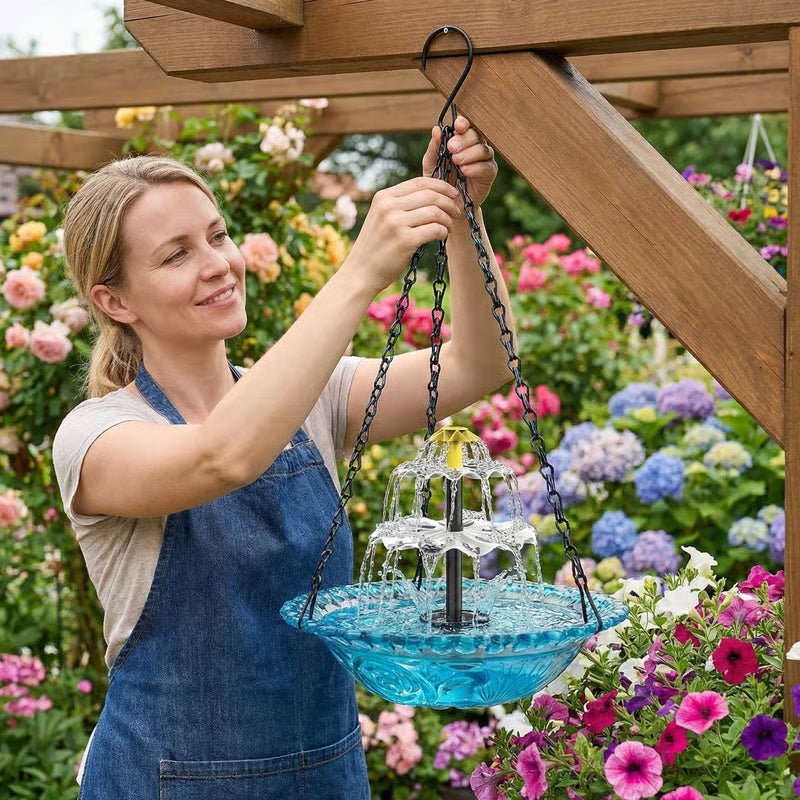 🔥💐 SOLDES DE PRINTEMPS - 50 % DE RÉDUCTION ⚡ PLUS DE 50 000 VENDUS ! 🐦 Baignoire à oiseaux suspendue solaire – Fontaine ou distributeur de nourriture pour oiseaux